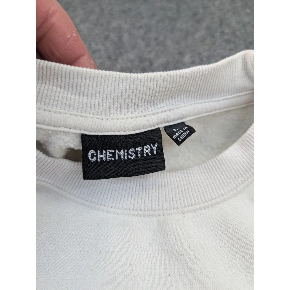 Corvette Sweatshirt Mens Large White 1974 Corvette Ad Graphic Pullover Chemistry